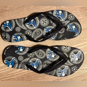 Blue elephant flip flops